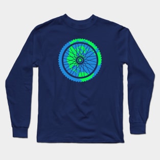 Mountain Bike Tire Earth Gear Graphic Biking Design Long Sleeve T-Shirt